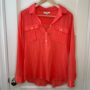 SALE 2/25 Madewell Long Sleeve Half Button Down, Coral - Size Small